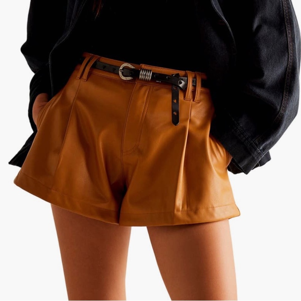 Free people Women's Tan Leather Shorts